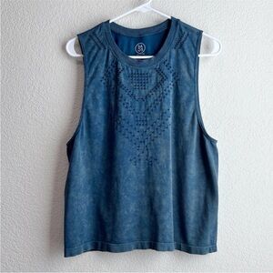 SAGE Collective Tribal Mesh Seamless Tank Top Blue Acid Wash Medium
